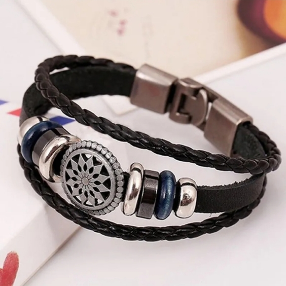 Fashion PU Retro Infinity Charm Wrap Men Bracelet - Picture 1 of 8